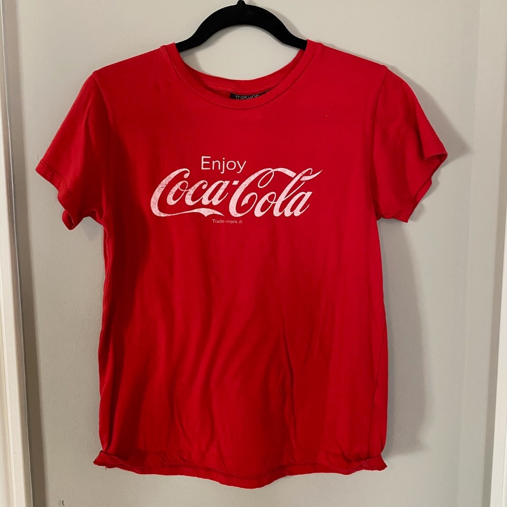 Never Worn Topshop Graphic Tee Shirt, Red, Size 8